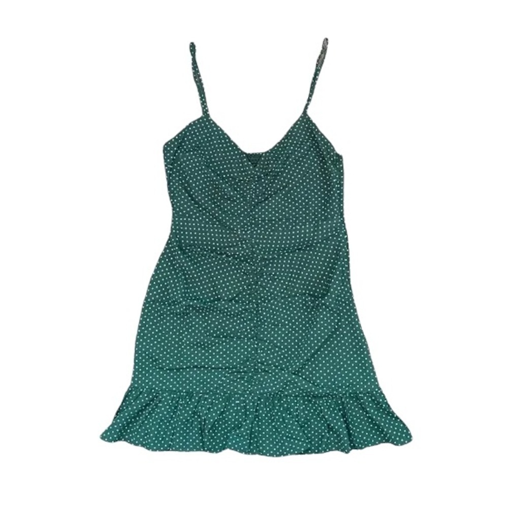 Urban Outfitters New With Tags Green Polka Dot Cinched Mini Dress Size Medium - Picture 5 of 12